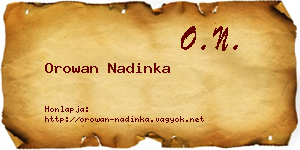 Orowan Nadinka névjegykártya
